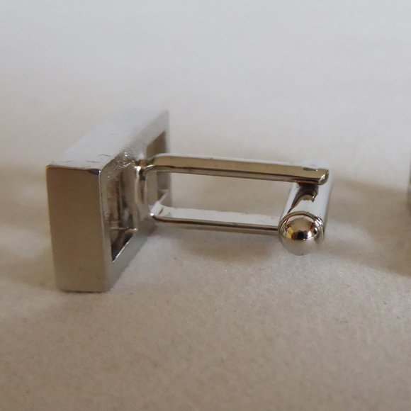 SIMON CARTER BRAND LONDON MENS SILVER METAL DOUBLE SQUARE CUFF LINKS (NEW IN BOX - Picture 2 of 9